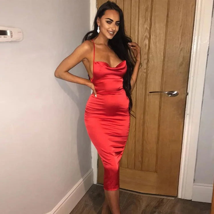 Hot French Dress New Fashion Women's Sling Skirt Solid Color Sexy Dress