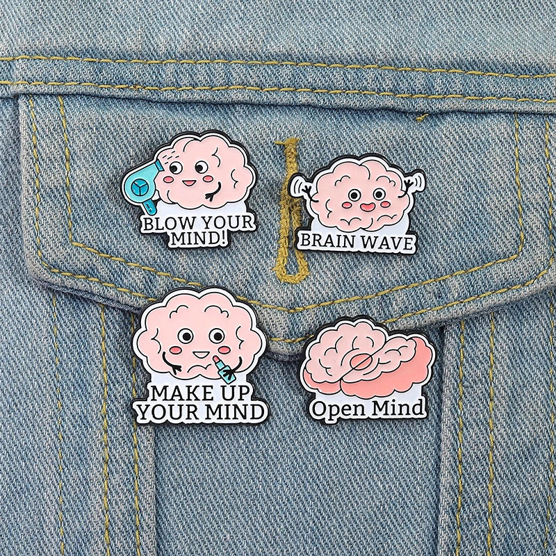 Mental Wellness Matters Enamel Pins Creative Brain Brooch Backpack Accessories Fashion Jewelry Gift