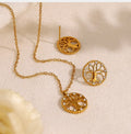 MICCI 2024 Fall Tarnish Free Jewelry Sets 18K Gold Plated Custom Fashion Earrings Life Tree Charm Necklaces