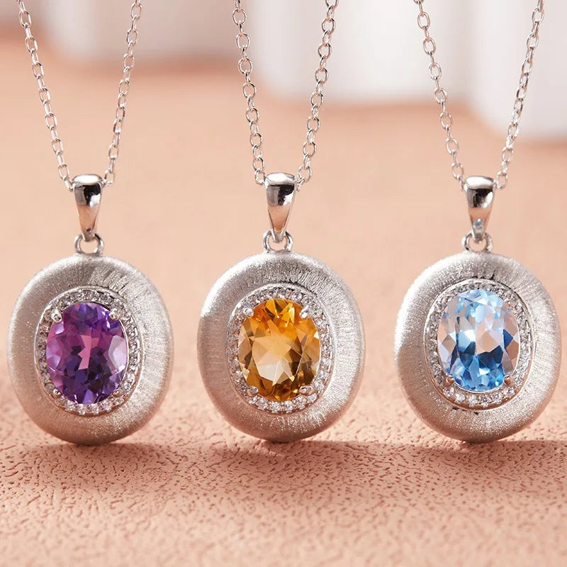 Wholesale Topaz Citrine and Amethyst Necklaces and Polished Crystal Jewelry with Brushed Effect Design