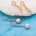 E010922 S925 Pearl Earring 925 Sterling Silver DIY 7-8mm Natural Freshwater Pearl Stud Earring for Women