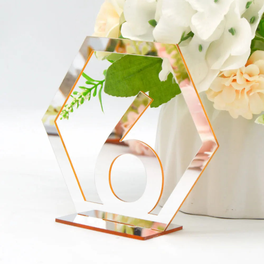 Luxury Gold Mirror Acrylic Table Sign 1-15 Wedding Table Numbers Holder Stand for Restaurant bar