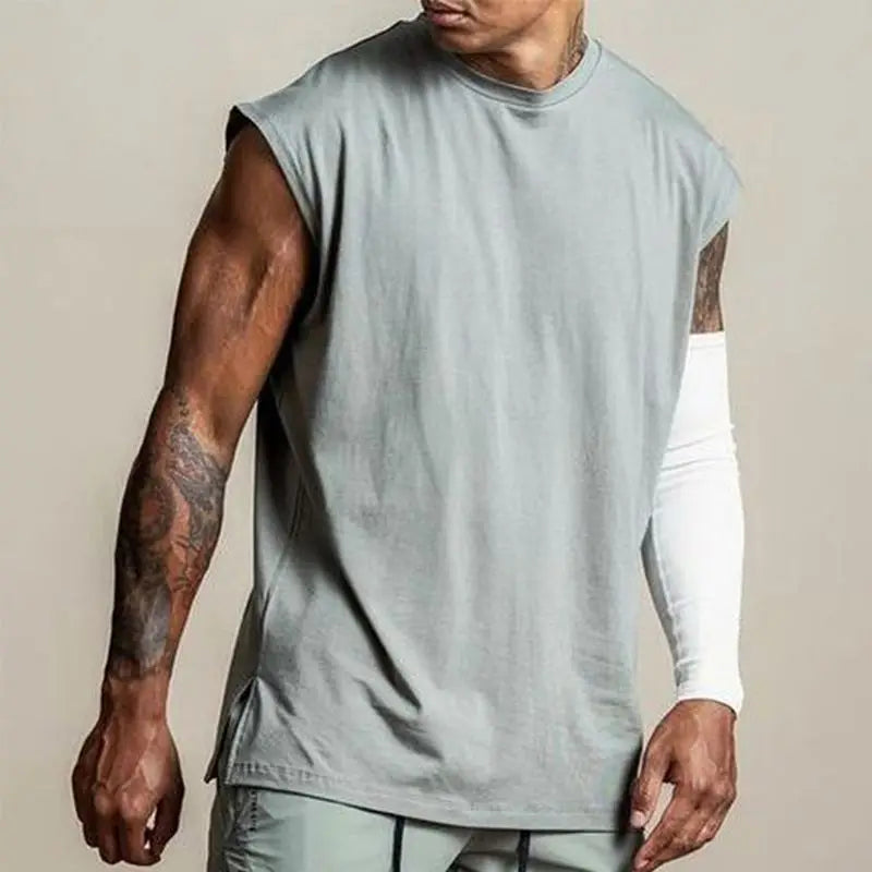 Mens Muscle Tank Top Sleeveless Cotton Gym Vests Men Basketball Running Training Fitness Sport Shirt