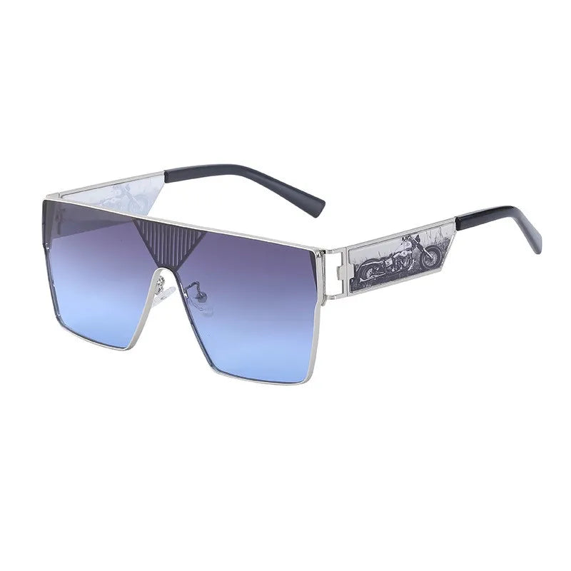Luxury Brand Designer Punk One Piece Sunglasses Big square Metal Frame Unique Legs Eyewear