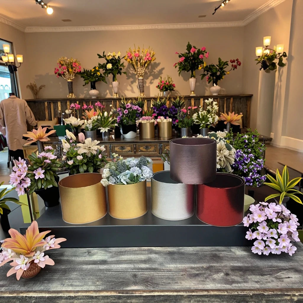 Spot (customizable) Metal Paper Round Flower Arrangement Box 3 Piece Set Hug Bucket Valentine's Day Party Flower Gift Box