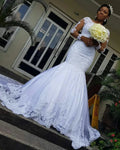 AL1389 2025 Custom White African Wedding Dress for Women Ladies Plus Size Long -sleeved Zipper French Simple Crystal Ruffles
