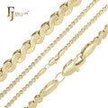 FJ Fallon Fashion Jewelry Serpentine Round s Link Chain Plated in 14K Gold Brass Based