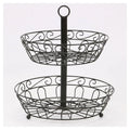 European-Style Detachable Double-Layer Wrought Iron Fruit Snack Basket Creative Home Crafts Ornaments Metal Baskets for Kitchen