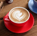 Custom Professional Colored Glaze 220ml Ceramic Cappuccino Latte Coffee Mugs Porcelain Espresso Tea Cups and Saucers Set
