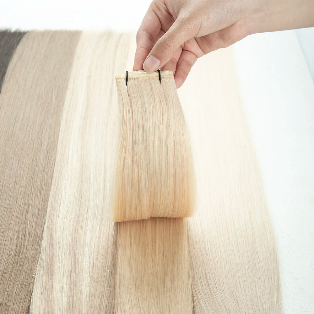 100% Straight Cuticle Aligned Human Hair Russian Virgin Hair Extensions Genius Weft