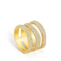 Cute Crystal Gold Color 3-Layer Lady Finger Rings Cut Diamond Shape Engagement Jewelry for Women for Friends Gifts Anillos Mujer