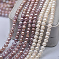 7-8mm Natural White Freshwater Pearl AAA Grade Loose Beads Potato Shape Strands