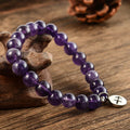 Natural Stone Beads Zodiac Stainless Pendant Bracelet for Women ST307