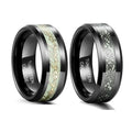 POYA Glowing Ring Celtic Dragon Tungsen Inlay Glow in Dark for Men Women Engagement Wedding Rings