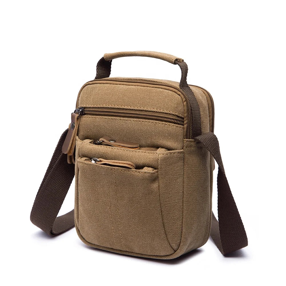 ZUOLUNDUO Custom Small Canvas Men's Crossbody Bag Long Shoulder Vintage Fashion with National Style Single Shoulder Style