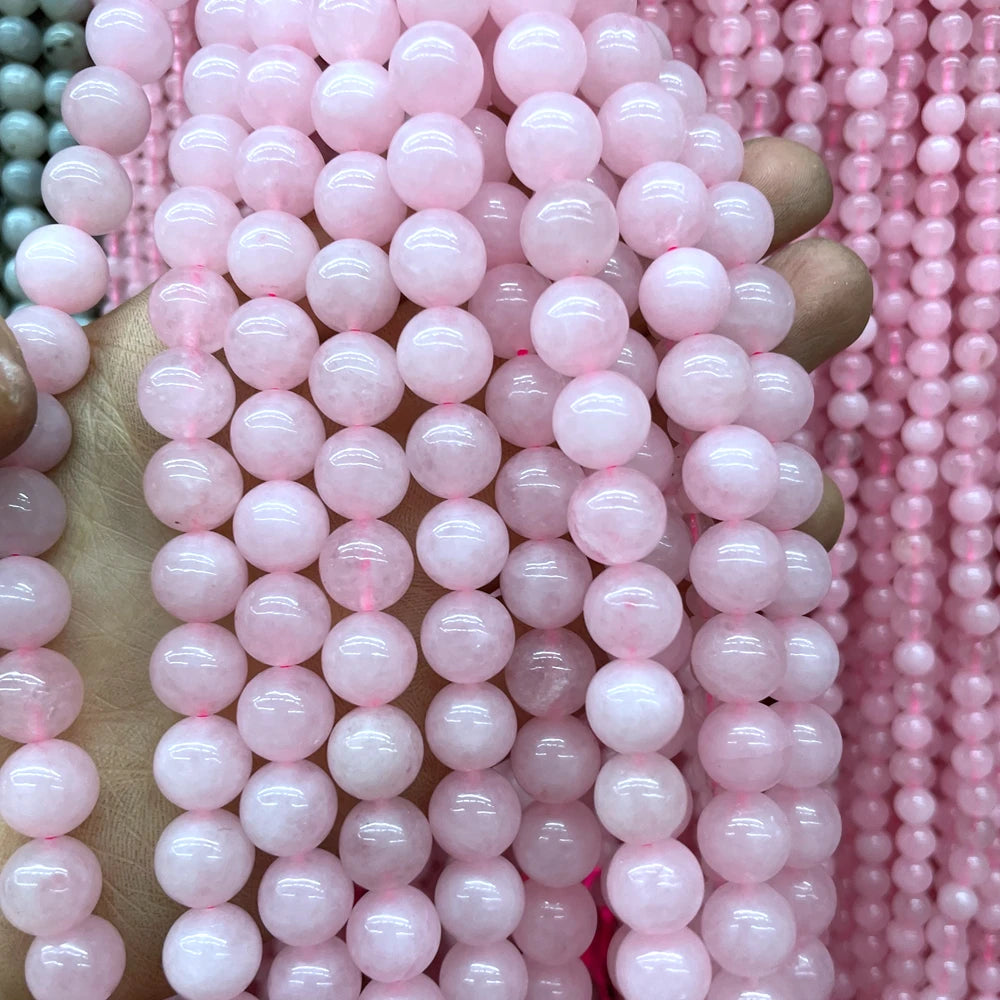 Rose Quartz Nature Stone Round Bead and Faceted for DIY Bracelet Jewelry Making for Women