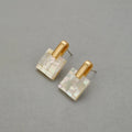 GT Natural Shell Pearl Mother Shell Natural Stone Plaid Pattern Dangle Earrings