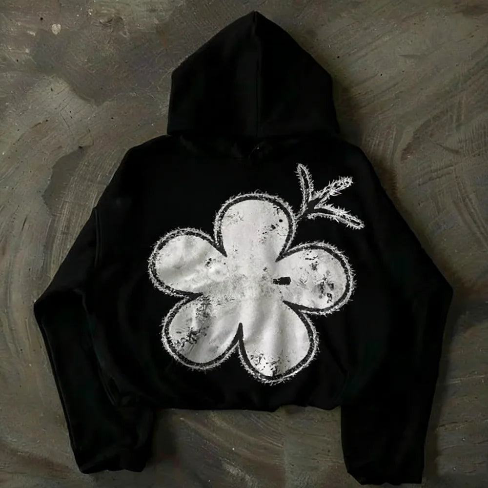 Custom Embroidered Eco-Friendly Pullover Sweatshirt 100% Cotton Black French Terry Raw Edge Hoodie for Men