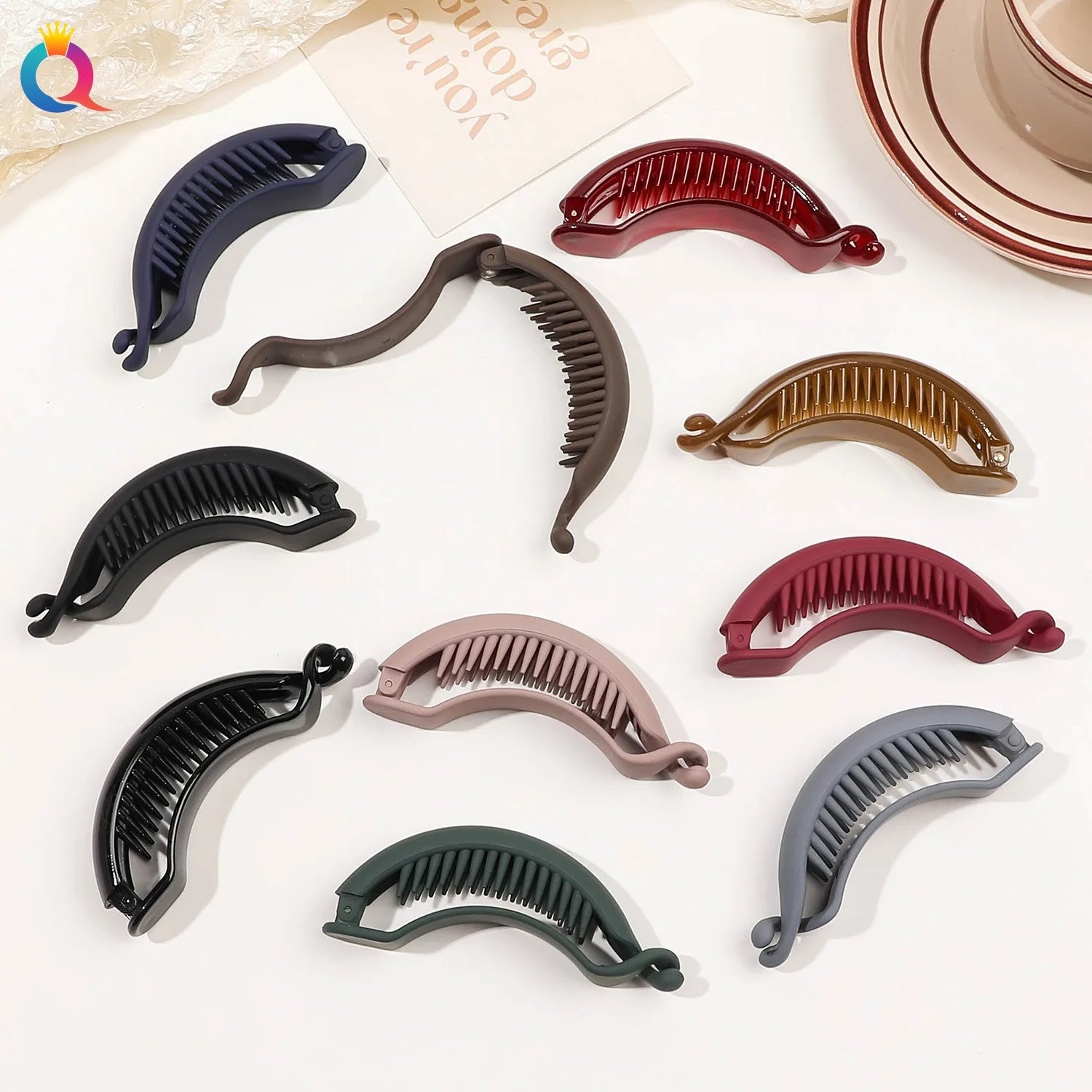QIYUE PC 9.5cm Arch Banana Clips Women's Hair Accessories