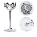 Crystal Lotus Tea Light Buddhist Candlestick Home Decoration Silver Lotus Flower Christmas Candle Holder Wholesale for Gift