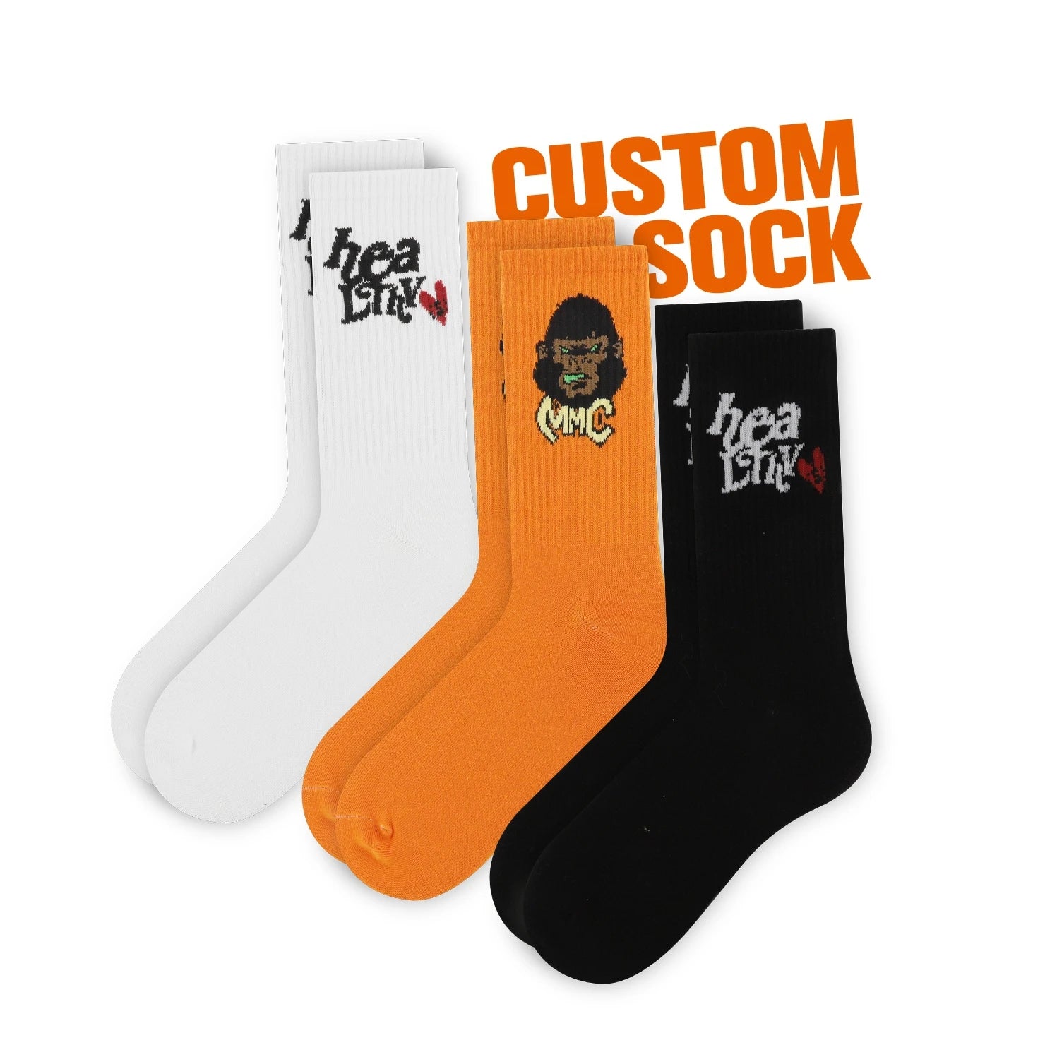 FREE DESIGN & MOCKUP Make Your Own Logo Design Socks Custom Design Men Sock Custom Crew Cotton Socks