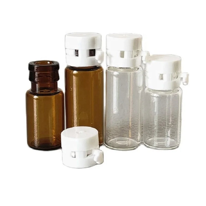 2ml 3ml 5ml Essence Sample Bottle Amber Clear Glass Vials Hyaluronic Acid Sealed Cosmetic Test Container with Easy Pulling Lid