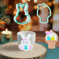 Plastic Easter Bunny & Basket Fondant Biscuit Dough Clay Cutter Mold Tool Decorating MoldCookie Cutter Set for Royal Icing