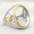 Sterling Silver 13*18mm Semi Mount Men's Ring Frame Empty Blank Bar Bezel Setting S925 Base Without Center Stone for DIY Inlay