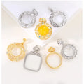 Dainty Micro Zircon Flower Round Base Pendant Setting Bezel Sterling Silver Gold Fine 925 for One Stone Gemstone No Prongs