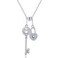Romantic 925 Sterling Silver Key of Heart Lock Chain Pendant Necklaces for Women Sterling Silver Jewelry Collar SCN290