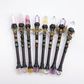 Wholesale Natural Double-end Crystal Magic Stick Energy Healing Moon Star Accessories Amethyst fairy Magic Wand Prop