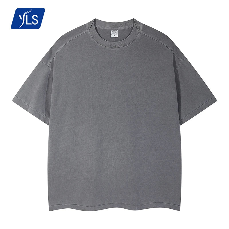 YLS Add Your Own Personalized Designer Men's Solid Color High Street Knitted Cotton Anti-Pilling Plus Size T-Shirt