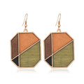 Boho Geometric Wooden Earrings Lightweight Colorful Wood Birthday Jewelry Gifts Hoop Drop Dangle Splicing Earrings for Women