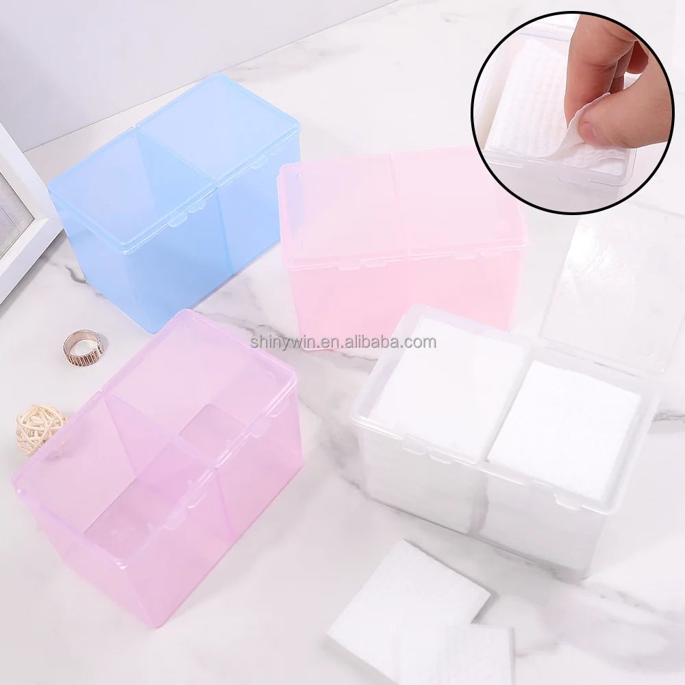 Nail Art Clean Pads Storage Box Double Grids Cotton Sheet Manicure Polish Remover Nail Wipes Storage Box Nail Art Tool