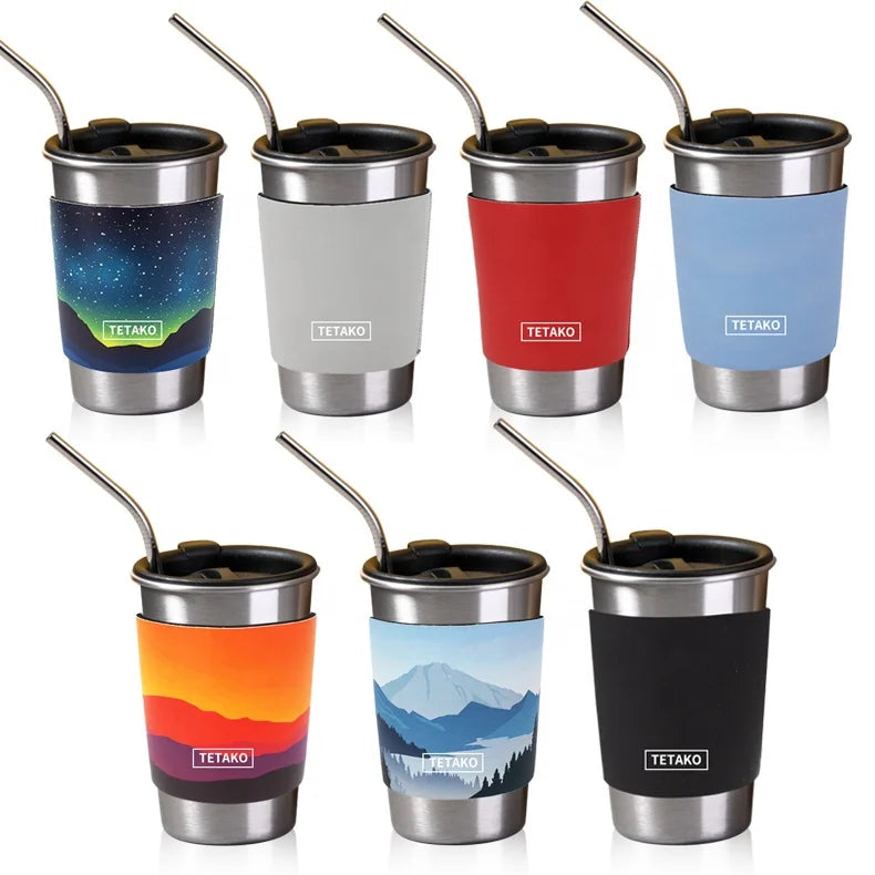 Custom Reusable Drinks Silicone Cup Bottle Neoprene Coffee Sleeve