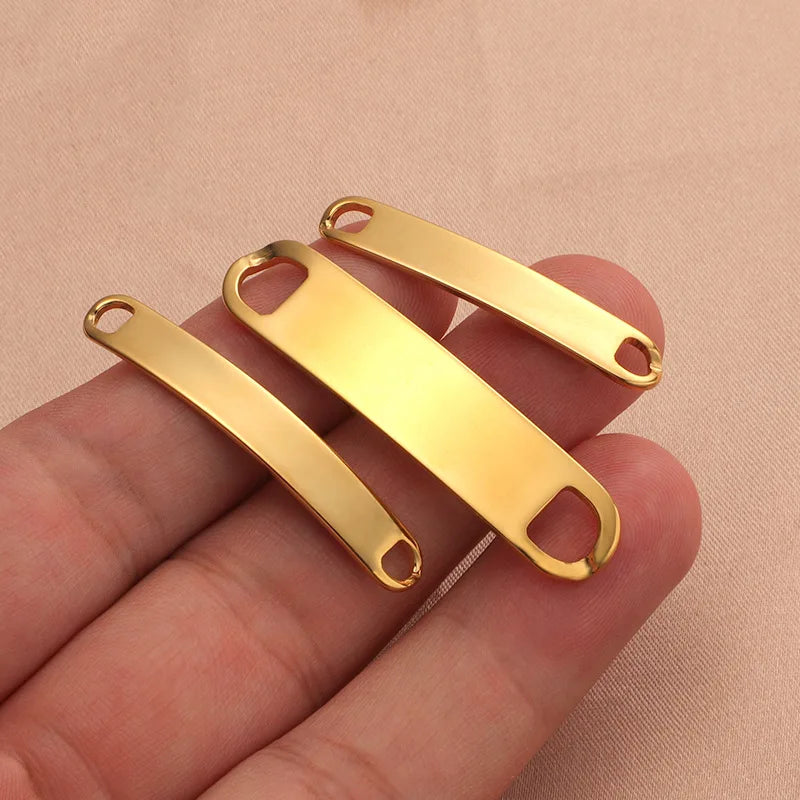 Bended Stainless Steel Gold Plated Curved Double Hole Rectangular Strip Connector DIY Jewelry Accessoryries