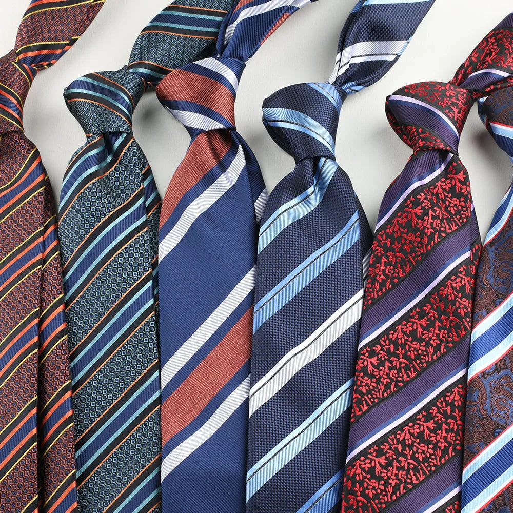 Wholesale Men's 8cm Business Dress Polyester Necktie Wedding Casual Striped Tie Fashion Accessories