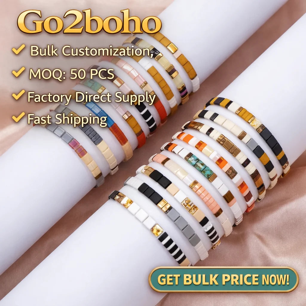 Go2BoHo Japan Miyuki Brand Tila Beads Bracelets Beach Fashion Jewelry Multicolor Stretch Boho Bracelets for Women Jewellery