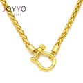 Customization Stainless Steel Jewelry Necklace Cuban Link Chain Gold Silver Lock Long Necklace Initial Men