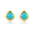 Genuine Sterling Silver Stud Earrings 6.2mm Square Cut Bezel Set Birthstone Gemstone Earrings Jewelry for Lady Dainty Wear