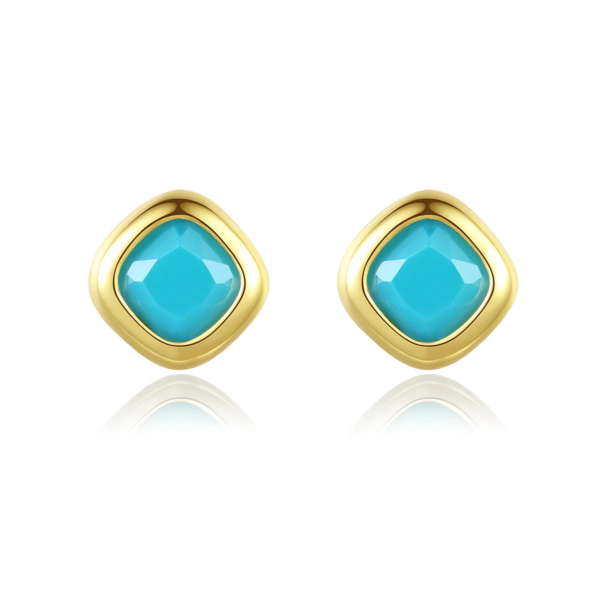 Genuine Sterling Silver Stud Earrings 6.2mm Square Cut Bezel Set Birthstone Gemstone Earrings Jewelry for Lady Dainty Wear