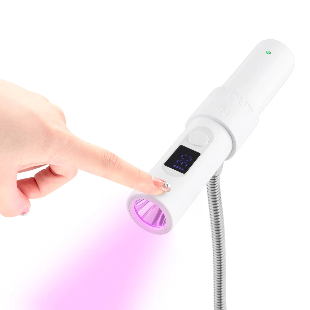 White Art UV Led Acrylic Flash Curing Gel Nail Polish Dryer Touch Lamp Cordless Portable Rechargeable Light