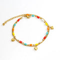 18K Gold Plated 316L Stainless Steel Bracelet for Women Cute Beach Pearl Colorful Stone Beaded Personalized Stainless Steel
