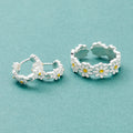 Korean Fashion White Daisy Flowers Earrings Girls Wedding Jewelry Cute Copper Dainty Hoop Earring Women Party Birthday Gift