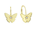 YILUN Yellow Gold Plated Butterfly Earrings Cubic Zirconia Leverback Closure 925 Sterling Silver Butterfly Earrings for Women