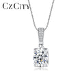 CZCITY Moissanite Gemstone Jewelry Round Brilliant Cut Moissanite Pendant Necklace 925 Sterling Silver Charm Pendant Necklace