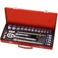 Professional 24PCS 1/2"Dr Socket Wrench Set Blue Code Spark Plug Socket Iron Handle Iron Box Tool Set