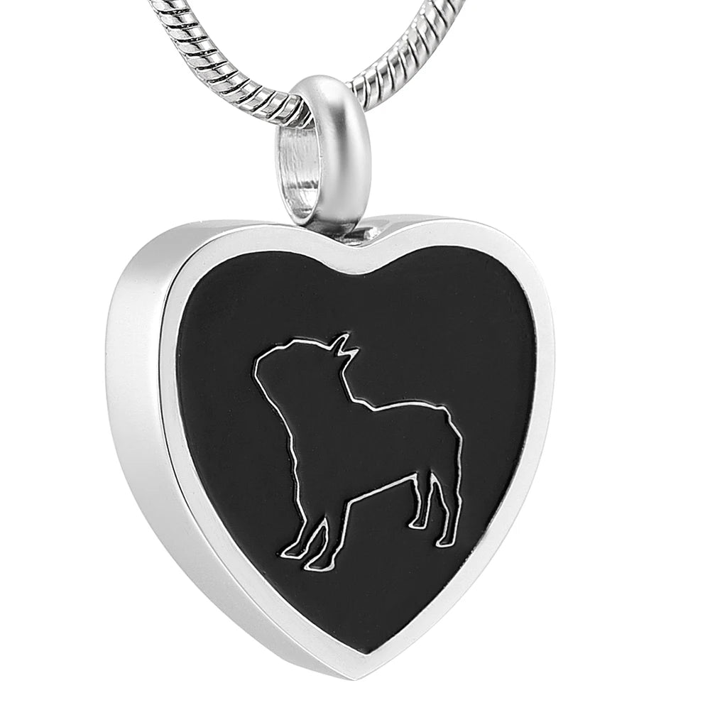 Vintage Children's Stainless Steel Heart Dog Cremation Memorial Urn Pendant Keepsake Necklace