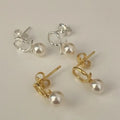 Tiny Pearl Stud Earrings 925 Sterling Silver Minimalist Dainty Studs for Women Everyday Elegant Jewelry