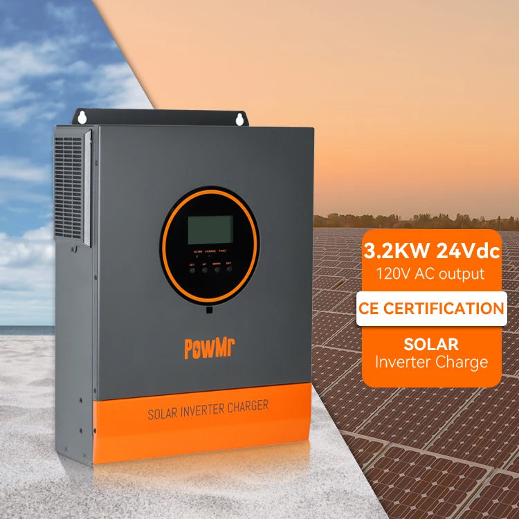 PowMr 3.2KW 24Vdc Solar Inverter Charger 110/120Vac Pure Sine Wave Solar Inverter for Off Grid Solar System